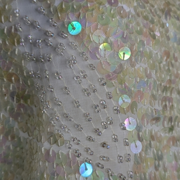 Vintage off white fully sequined & beaded 1/2 sleeve top S/M - Picture 7 of 10